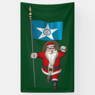 kerstman met vlag van Houston Texas Spandoek