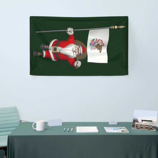 kerstman met vlag van Illinois Spandoek (Beurs)