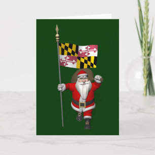 Kerstman met vlag van Maryland Feestdagen Kaart
