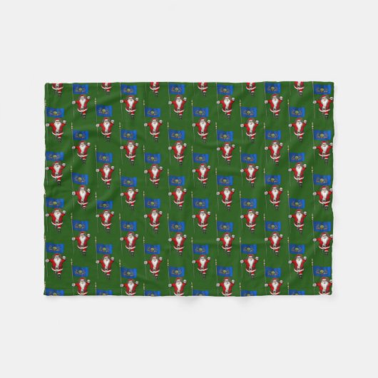 kerstman met vlag van Pennsylvania Fleece Deken (Voorkant (Horizontaal))