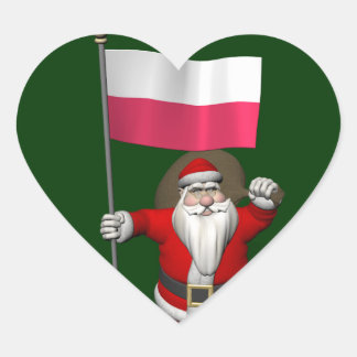 Kerstman Met Vlag Van Polen Hart Sticker