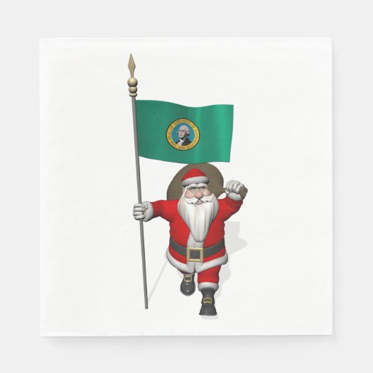 kerstman met vlag van Washington Servet (Voorkant)
