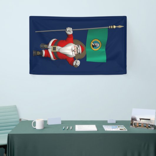 kerstman met vlag van Washington Spandoek (Beurs)