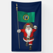 kerstman met vlag van Washington Spandoek (Verticaal)