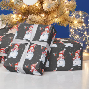 kerstman met vogel cadeaupapier