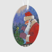 Kerstman met vogel ornament (voorkant)