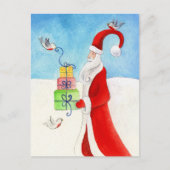 Kerstman met vogeltjes in het briefkaart van de Sn (Voorkant)