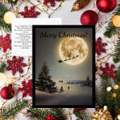  kerstman met volle maan vliegend Briefkaart