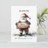 Kerstman met vrolijk kerstfeest feestdagenkaart (Staand voorkant)