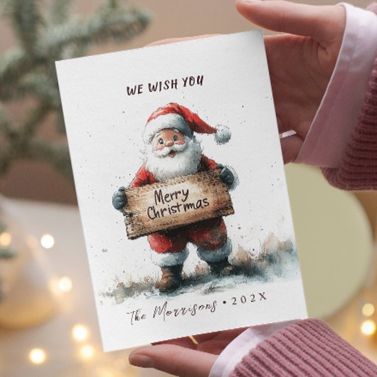 Kerstman met vrolijk kerstfeest feestdagenkaart