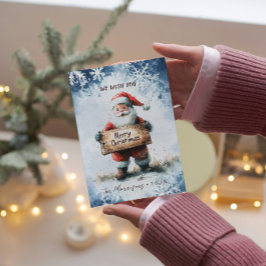 Kerstman met vrolijk kerstfeest feestdagenkaart