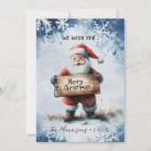 Kerstman met vrolijk kerstfeest feestdagenkaart (Voorkant)