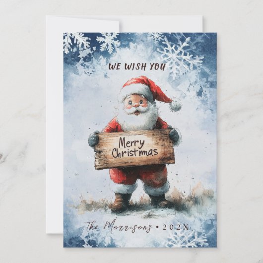 Kerstman met vrolijk kerstfeest feestdagenkaart (Voorkant)
