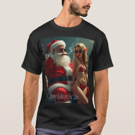 Kerstman met vrouw elf t-shirt