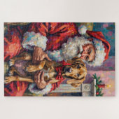 Kerstman met Weimaraner Kerstkunst Legpuzzel (Horizontaal)