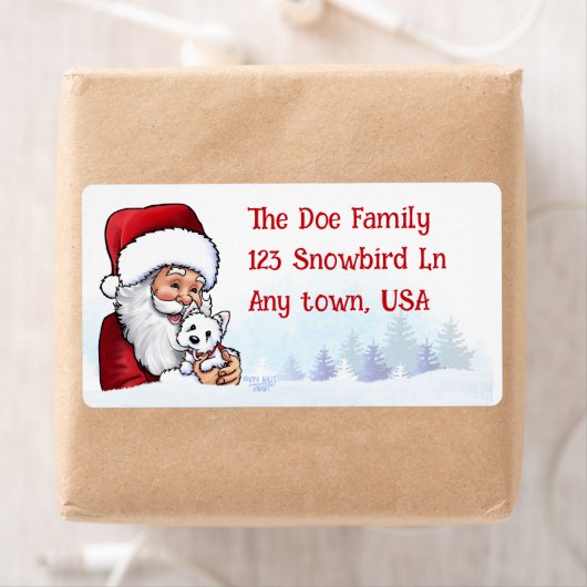 Kerstman met Westies Kerstmis Etiket (Insitu)