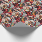 Kerstman met Wirefox Terrier Kerst Kunst Cadeaupapier (Hoek)