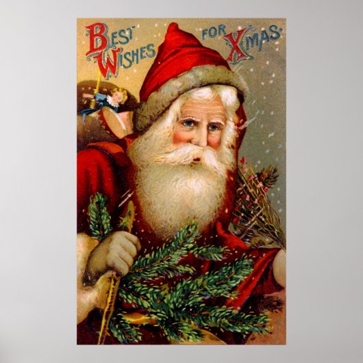 kerstman met wisselende tek poster (Voorkant)
