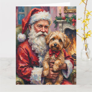 Kerstman met Yorkipoo Kerst Kunst Kaart
