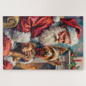 Kerstman met Yorkshire Terrier Kerst  Legpuzzel (Horizontaal)