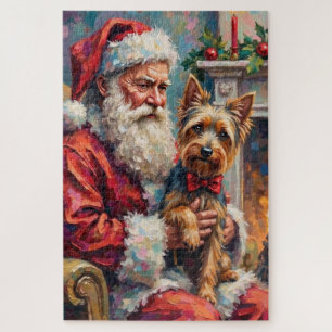 Kerstman met Yorkshire Terrier Kerst  Legpuzzel