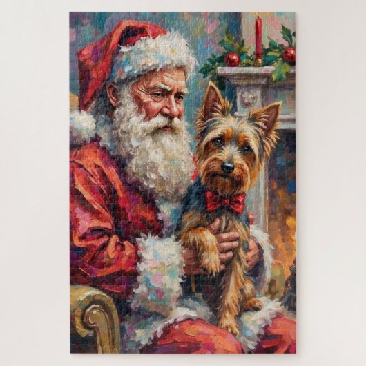 Kerstman met Yorkshire Terrier Kerst  Legpuzzel (Verticaal)