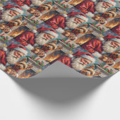 Kerstman met Yorkshire Terrier Kerstmis  Cadeaupapier (Hoek)