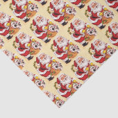 Kerstman met zak vol kerstcadeaus op kerstavond tissuepapier (Detail)