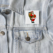 Kerstman met zak vol speelgoed vierkante button 5,1 cm (In situ)