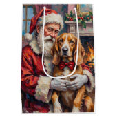 Kerstman met Zijdewindhond Kerst Kunst Medium Cadeauzakje (Achterkant)