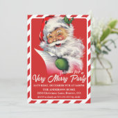  Kerstman met zijn lijst Custom Christmas Party Kaart (Staand voorkant)