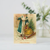 Kerstman met zijn zak cadeautjes - Victoriaans ker Feestdagenkaart (Staand voorkant)