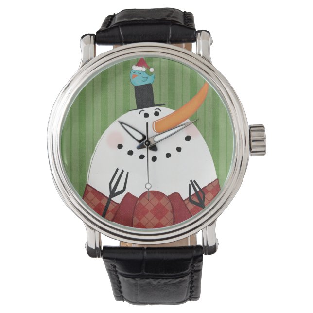 kerstman met Zingende vogel Horloge (Voorkant)