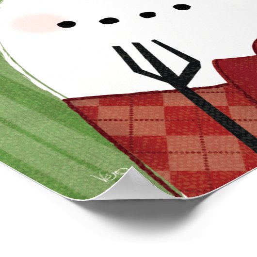 kerstman met Zingende vogel Poster (Hoek)