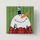kerstman met Zingende vogel Vierkante Button 5,1 Cm (Voorkant)