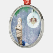 Kerstman met z'n engel metalen ornament (Links)