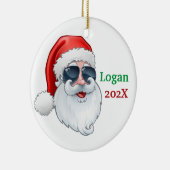 Kerstman met zonnebril keramisch ornament (Rechts)