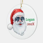 Kerstman met zonnebril keramisch ornament (Links)