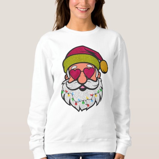 Kerstman met Zonnebril Kerstmis Design Glitter Trui (Voorkant)