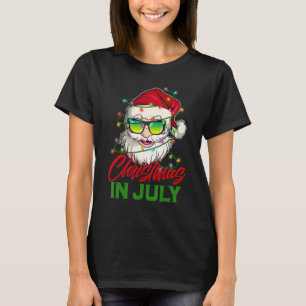Kerstman met zonnebril verlichting in juli zomer t-shirt