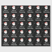 Kerstman met zwarte achtergrond en sneeuwvlokken cadeaupapier (Vlak)