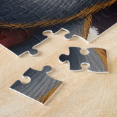 Kerstman met Zwarte Kat Kerst Kunst Legpuzzel (Zijkant)