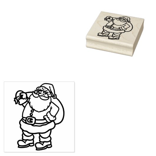 Kerstman met zwarte kerstrubber stempel (Gestempeld)