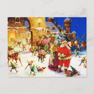 Kerstman & Mevr. Claus bij de Kerstavond van Feestdagenkaart