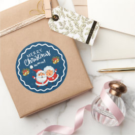 Kerstman & Mevrouw Claus – Mooie Kerstvakantie Ont Ronde Sticker