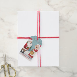 Kerstman Mevrouw Claus Prettig Kerstfeest Cadeaulabel