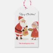 Kerstman Mevrouw Claus Prettig Kerstfeest Cadeaulabel (Voorkant)