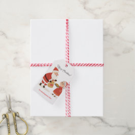 Kerstman Mevrouw Claus Prettig Kerstfeest Cadeaulabel