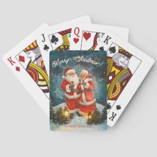 Kerstman mevrouw Claus Vrolijk Kerstfeest Pokerkaarten