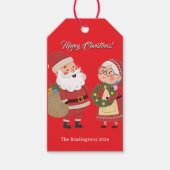 Kerstman Mevrouw Kerstman Prettig Kerstfeest Cadeaulabel (Voorkant)